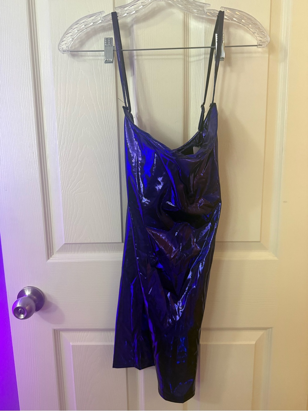 Sleek Shimmer Slip Dress - Blue